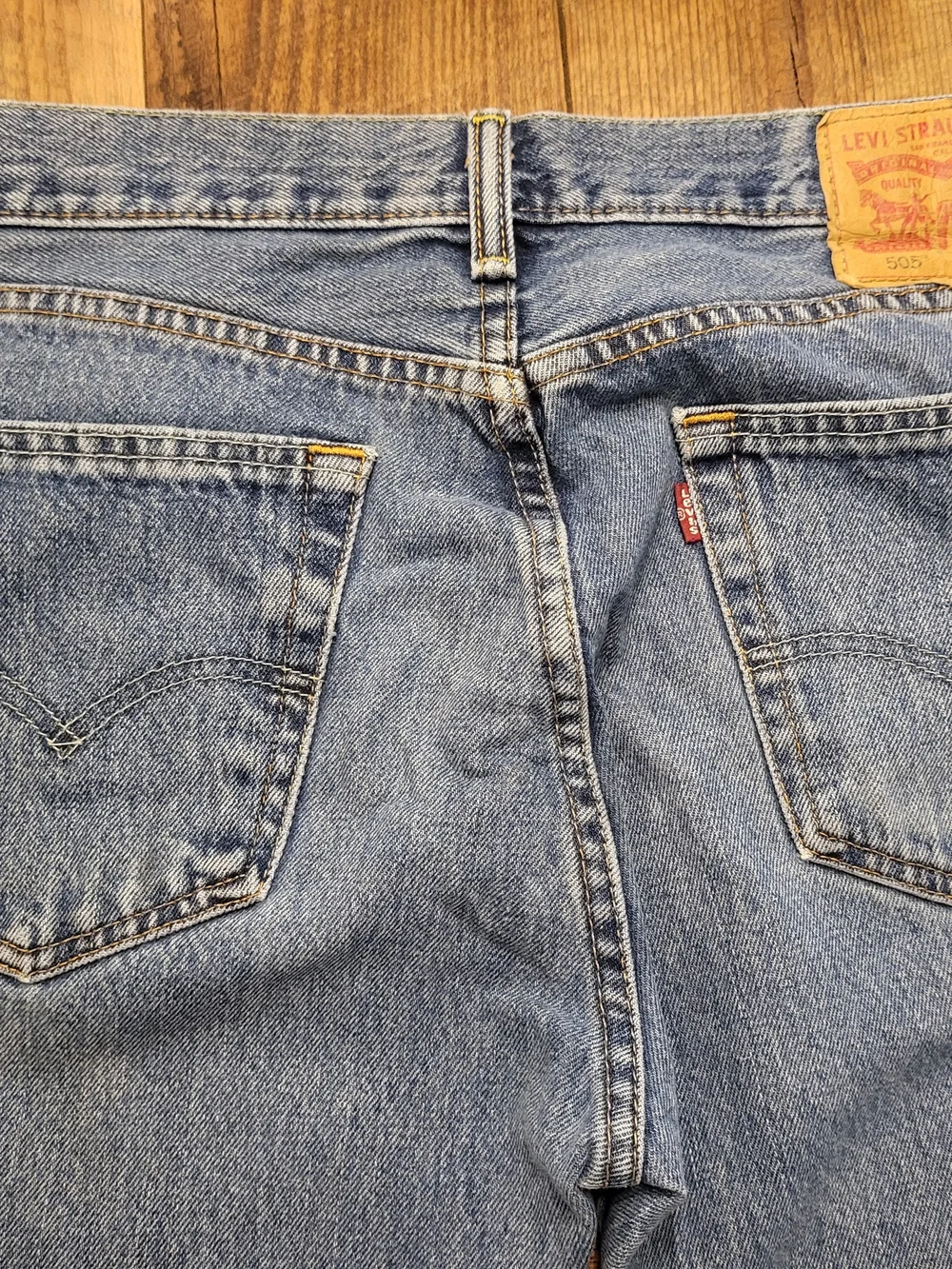 Levi's Blue Straight-Leg Men's Jeans with Tan Patch
